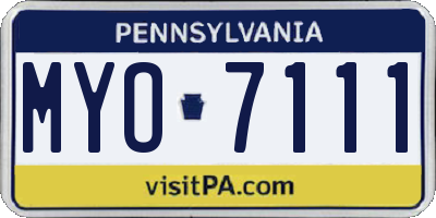 PA license plate MYO7111