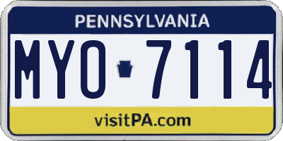 PA license plate MYO7114