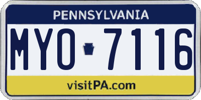 PA license plate MYO7116