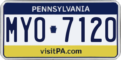PA license plate MYO7120