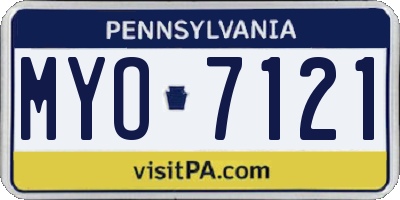 PA license plate MYO7121