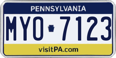 PA license plate MYO7123