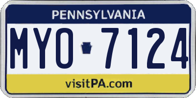 PA license plate MYO7124