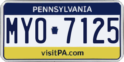 PA license plate MYO7125