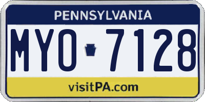 PA license plate MYO7128