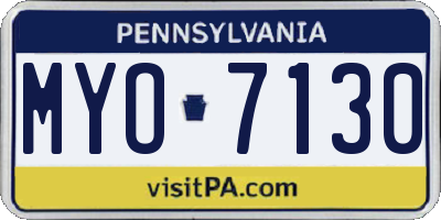 PA license plate MYO7130