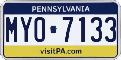 PA license plate MYO7133