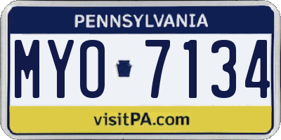 PA license plate MYO7134