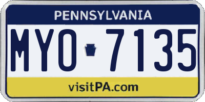 PA license plate MYO7135
