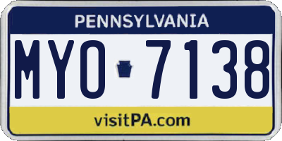PA license plate MYO7138