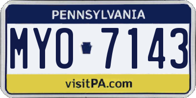 PA license plate MYO7143