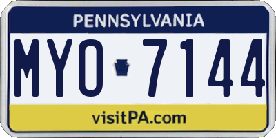 PA license plate MYO7144