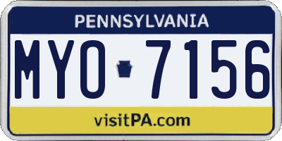 PA license plate MYO7156