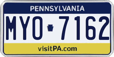 PA license plate MYO7162