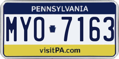PA license plate MYO7163