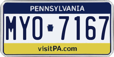 PA license plate MYO7167