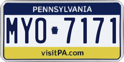 PA license plate MYO7171