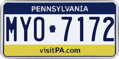 PA license plate MYO7172