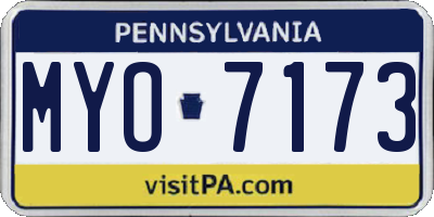 PA license plate MYO7173