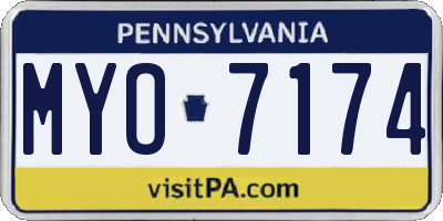 PA license plate MYO7174