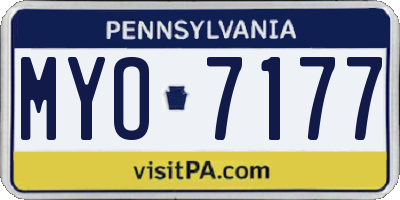 PA license plate MYO7177