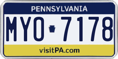 PA license plate MYO7178