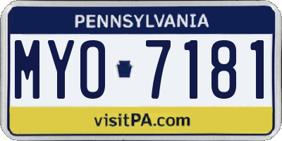 PA license plate MYO7181
