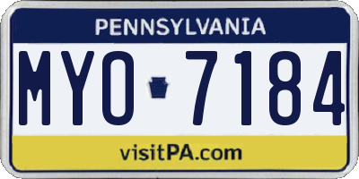 PA license plate MYO7184