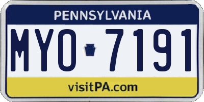 PA license plate MYO7191