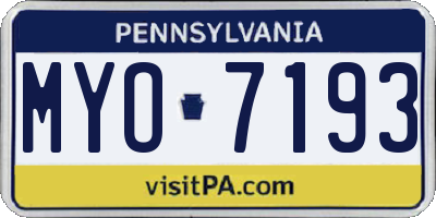 PA license plate MYO7193