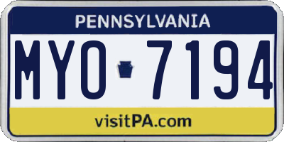 PA license plate MYO7194