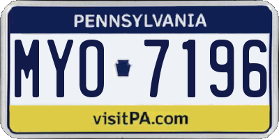 PA license plate MYO7196