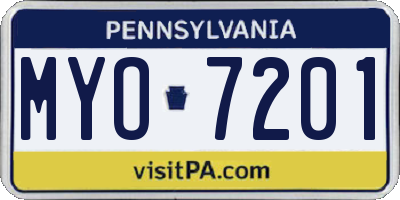 PA license plate MYO7201