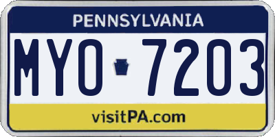 PA license plate MYO7203