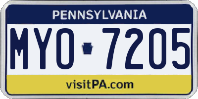 PA license plate MYO7205
