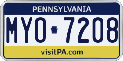 PA license plate MYO7208