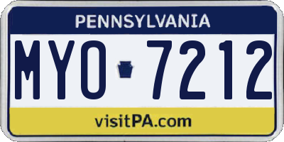 PA license plate MYO7212