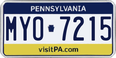 PA license plate MYO7215