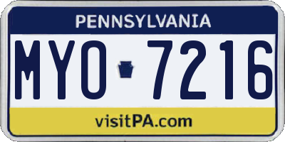 PA license plate MYO7216