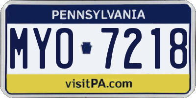 PA license plate MYO7218