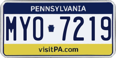 PA license plate MYO7219