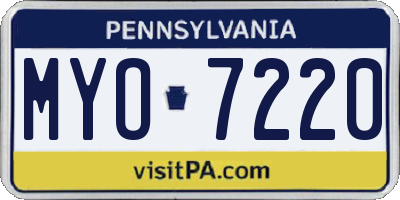 PA license plate MYO7220