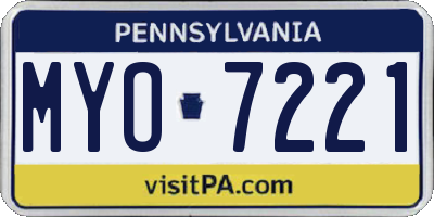 PA license plate MYO7221