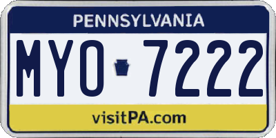 PA license plate MYO7222