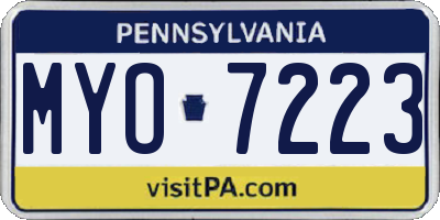PA license plate MYO7223