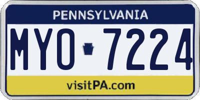 PA license plate MYO7224
