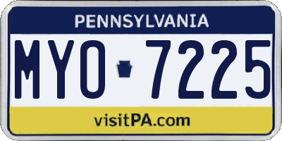 PA license plate MYO7225