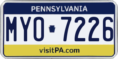 PA license plate MYO7226