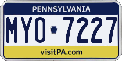 PA license plate MYO7227