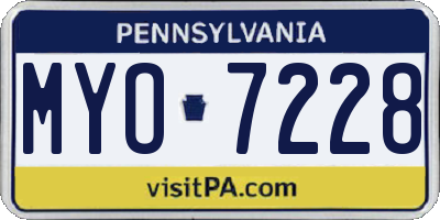 PA license plate MYO7228
